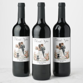 Etiqueta Para Botella De Vino elegant script bride and groom wedding thank you