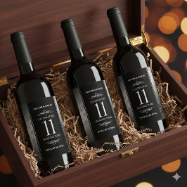 Etiqueta Para Botella De Vino Elegante 11ª celebración del Aniversario del Boda 