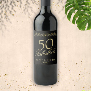 Etiqueta Para Botella De Vino Elegante 50 y fabuloso Ornamento 50 cumpleaños