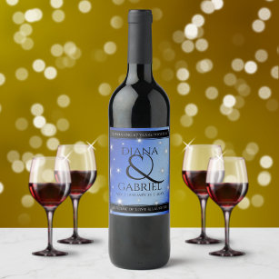 Etiqueta Para Botella De Vino Elegante 67º Aniversario del Boda de Star Sapphire