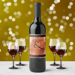 Etiqueta Para Botella De Vino Elegante 8.º aniversario del Boda de bronce