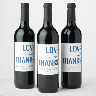 Etiqueta Para Botella De Vino Elegante Agradecimiento de Amor Navy