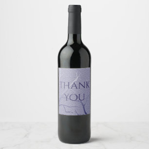 Etiqueta Para Botella De Vino Elegante Agradecimiento Rama Invernal Azul Aprecia