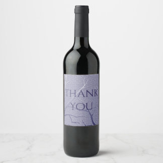 Etiqueta Para Botella De Vino Elegante Agradecimiento Rama Invernal Azul Aprecia
