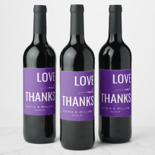 Etiqueta Para Botella De Vino Elegante Amor Púrpura Gracias