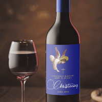 Elegante Ángel Azul Bendición Bautismo Christening