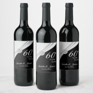 Etiqueta Para Botella De Vino Elegante aniversario 60/75 de Purpurina de Diamant