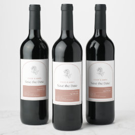 Etiqueta Para Botella De Vino Elegante Arco Moderno Rubor Rosa Romántico Rosado