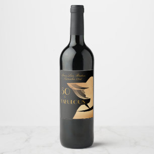 Etiqueta Para Botella De Vino Elegante art deco gold Cincuenta y Fabuloso diseño