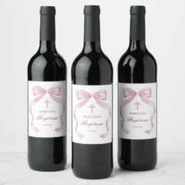 Etiqueta Para Botella De Vino Elegante bautismo de vacas rosadas