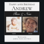Etiqueta Para Botella De Vino Elegante Black Happy Birthday then and Now Fotos<br><div class="desc">Crea tus propias etiquetas de vino de cumpleaños únicas que harán que tu ser querido recuerde el pasado, esté agradecido por el presente y espere el futuro. El diseño blanco y negro, sencillo y elegante, se puede personalizar fácilmente con el nombre del chica de cumpleaños o del niño, la edad...</div>