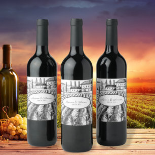Etiqueta Para Botella De Vino Elegante Boda Artista Italiana de Viña