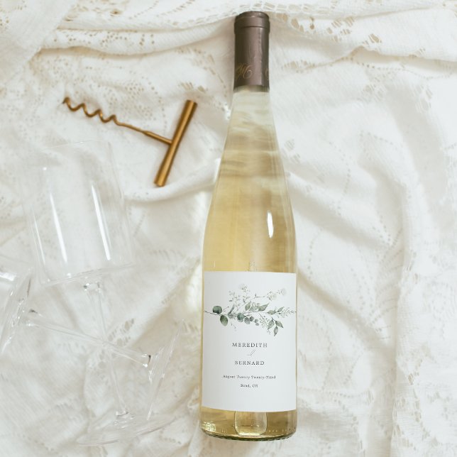 Etiqueta Para Botella De Vino Elegante Boda botánico (Subido por el creador)