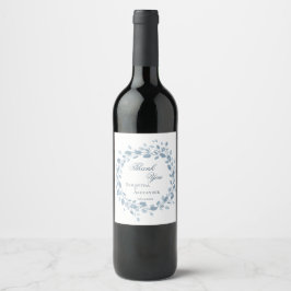 Etiqueta Para Botella De Vino Elegante Boda botánico de guirnaldas florales azul