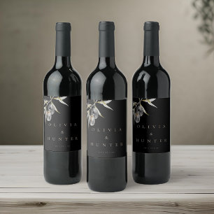Etiqueta Para Botella De Vino Elegante Boda de bifurcación de color de agua de o