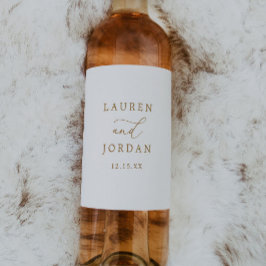 Etiqueta Para Botella De Vino Elegante Boda de caligrafía de oro