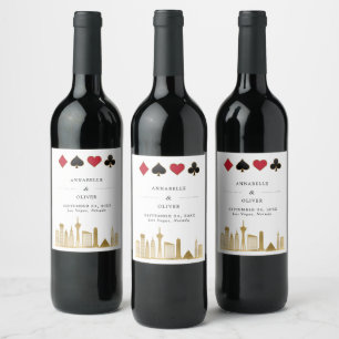 Etiqueta Para Botella De Vino Elegante Boda de Destino de Fotos de Las Vegas