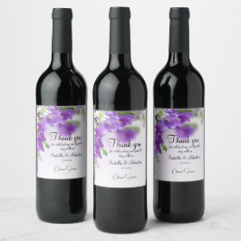 Etiqueta Para Botella De Vino Elegante Boda de Flores Lilac