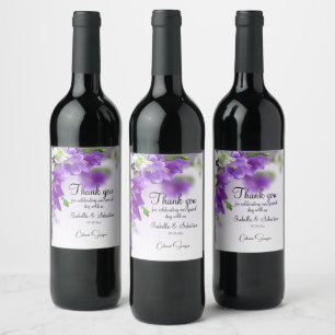 Etiqueta Para Botella De Vino Elegante Boda de Flores Lilac