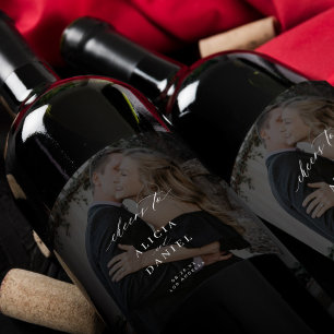 Etiqueta Para Botella De Vino Elegante boda de fotografía de caligrafía superpue