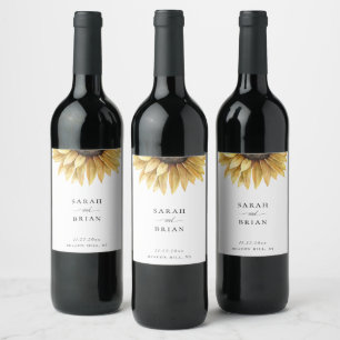Etiqueta Para Botella De Vino Elegante Boda de girasoles