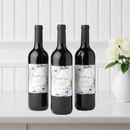 Etiqueta Para Botella De Vino Elegante Boda de gramíneas y anémonas blancas