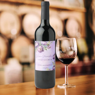 Etiqueta Para Botella De Vino Elegante boda de la glicinia lilac