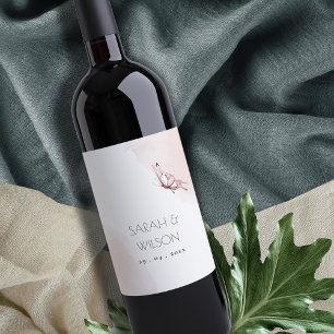 ETIQUETA PARA BOTELLA DE VINO ELEGANTE BODA DE MARIPOSA DE COLOR DE AGUA DE RUBO