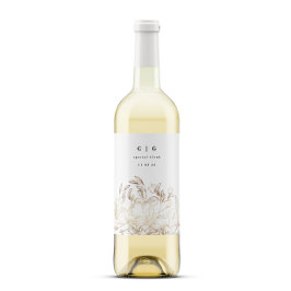 Etiqueta Para Botella De Vino Elegante Boda de Monograma Botánico de Relieve met
