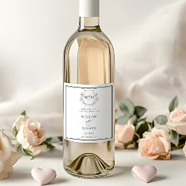 Etiqueta Para Botella De Vino Elegante Boda de Monograma Vintage