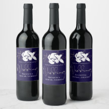 Elegante Boda de oro blanco azul de la Marina