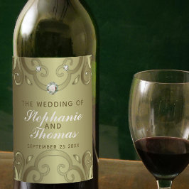 Etiqueta Para Botella De Vino Elegante Boda de oro victoriano de lujo