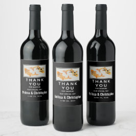 Etiqueta Para Botella De Vino Elegante Boda de pescado Koi Gold Gracias