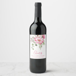 Etiqueta Para Botella De Vino Elegante Boda de Saludos Florales
