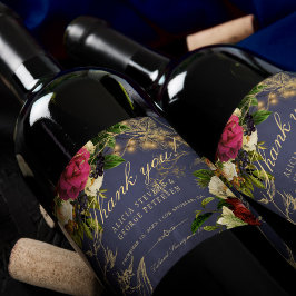 Etiqueta Para Botella De Vino Elegante boda de tipografía de oro burdeos de la m