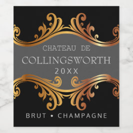 Etiqueta Para Botella De Vino Elegante Boda dorado Sparkling Wine Bottle