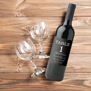 Etiqueta Para Botella De Vino Elegante Boda en Blanco y Blanco