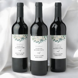 Etiqueta Para Botella De Vino Elegante Boda floral de rosa blanca