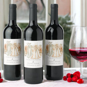 Etiqueta Para Botella De Vino Elegante Boda gay dos novias vestidas con vestidos