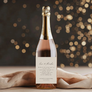 Etiqueta Para Botella De Vino Elegante Boda Minimalista beige