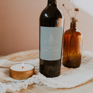 Etiqueta Para Botella De Vino Elegante Boda minimalista de sabios para hojas de 