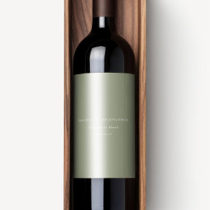 Etiqueta Para Botella De Vino Elegante Boda moderno verde sabio