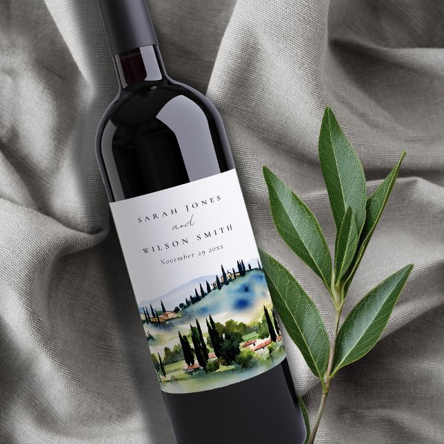 Etiqueta Para Botella De Vino Elegante Boda paisajístico toscano-italiano (Subido por el creador)