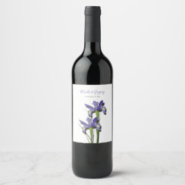 Etiqueta Para Botella De Vino Elegante Boda Purple Iris