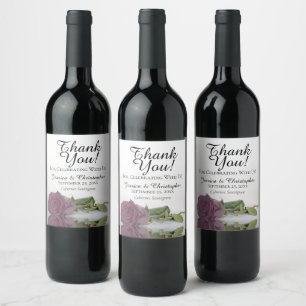 Etiqueta Para Botella De Vino Elegante Boda Rosa Rosa Rosa Mauve Dusty