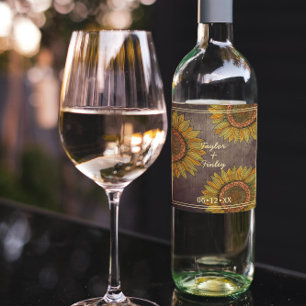 Etiqueta Para Botella De Vino Elegante Boda rústico de la casa de campo de los g