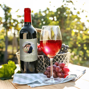 Etiqueta Para Botella De Vino Elegante Boda simple foto hojas de palmas tropical