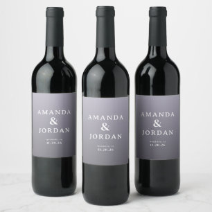 Etiqueta Para Botella De Vino Elegante Boda Tipográfica Lavanda