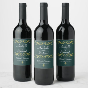 Etiqueta Para Botella De Vino Elegante Boda victoriano en botella Favor