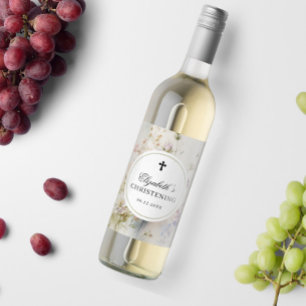 Etiqueta Para Botella De Vino Elegante Boho Acuarela Flores Silvestres Bautizo